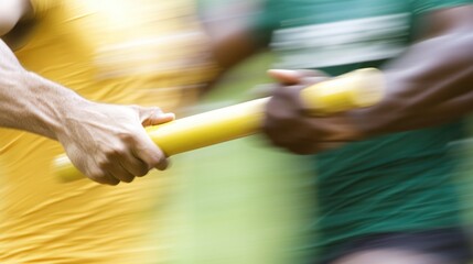 Relay race handoff in motion