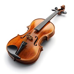 Classic Wooden Violin Detailed High Resolution Photo On White Background