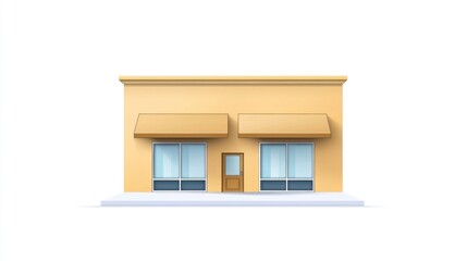 Beige storefront building illustration