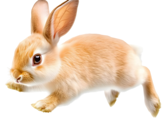 Adorable Jumping Baby Bunny Isolated Transparent Background Illustration