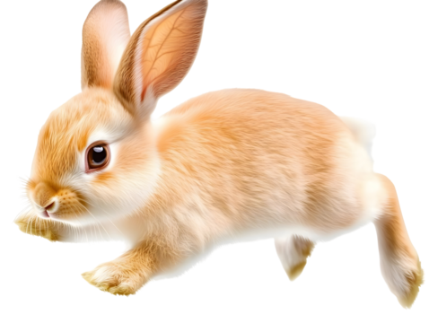Adorable Jumping Baby Bunny Isolated Transparent Background Illustration
