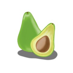 fresh avocado vector on white background