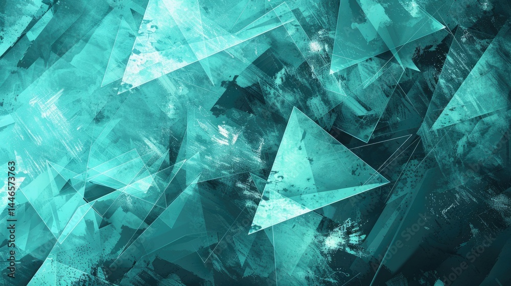 Poster the abstract picture of the green triangle repetitive pattern polygon geometry in the background, ge