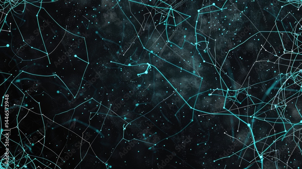 Poster abstract picture turquoise light particle with digital technology style design connecting in digital