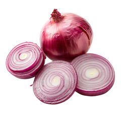 Isolated on a fresh, raw, purple red onion, a healthy vegetarian food ingredient transparent background