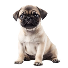 Obraz premium Adorable fresh bulldog puppy, both small canine pets, are sitting isolated on transparent background