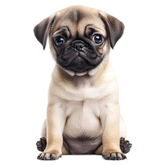 Obraz premium Adorable fresh bulldog puppy, both small canine pets, are sitting isolated on transparent background