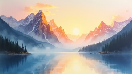 Golden Serenity: Mountains at Sunrise