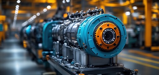 Industrial Engine Assembly Line: A Glimpse into Manufacturing Precision