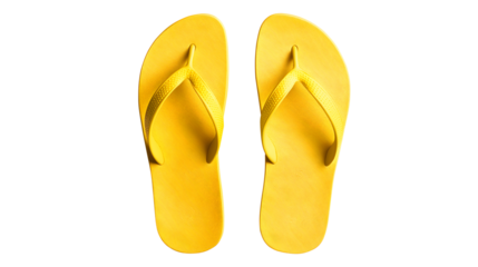 Yellow flip flops isolated on transparent background, PNG file
