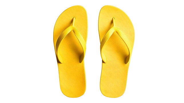 Yellow flip flops isolated on transparent background, PNG file