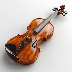 Fototapeta premium Detailed Wooden Violin Close Up High Resolution Photo On White Background