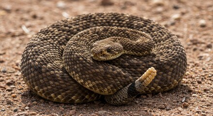 Obraz premium Rattlesnake coiled on ground - Photo