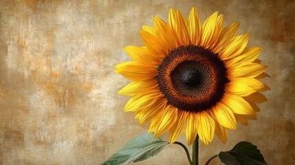 Vibrant Sunflower Against a Rustic Background