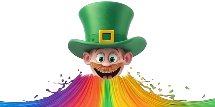 Cartoon Leprechaun With Colorful Rainbow Beard Illustration
