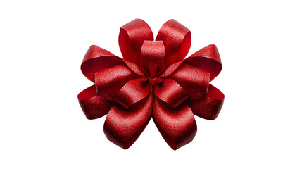 Red bow ribbon isolated on transparent background, PNG file