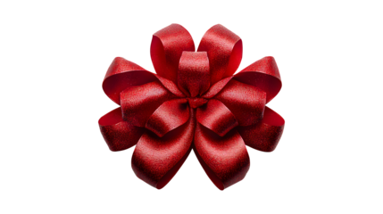 Red bow ribbon isolated on transparent background, PNG file