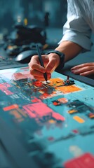 Obraz premium Creative Process of Design with Digital Tablet and Drawing Surface