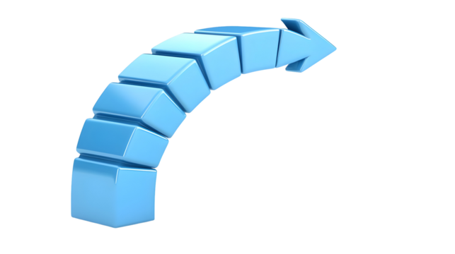 3D Blue Curved Arrow Illustration
