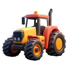A cartoon tractor toy car, game icon, no background 