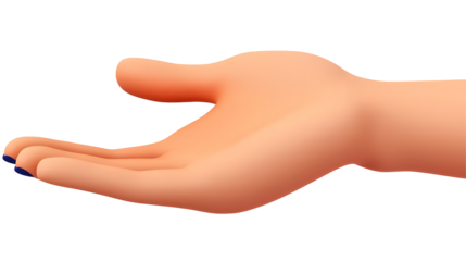 Cartoon Open Hand Illustration with Transparent Background