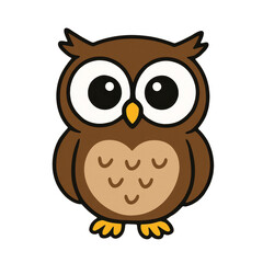 Cute simplified Owl with big eyes, ready for story or classroom