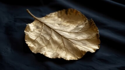 Gilded Elegance: Luxurious Golden Leaf on a Dark Textured Background