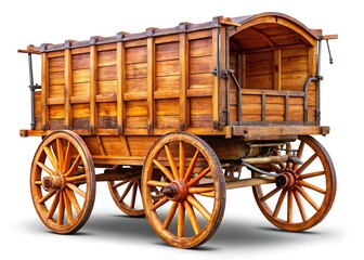 Fototapeta premium Vintage Wooden Wagon Carriage - Transparent Background