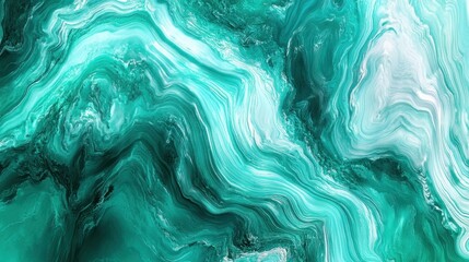 Obraz premium Vibrant teal and white abstract marbled design.