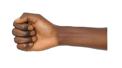 Closeup Of Dark Skinned Arm And Hand With Fist, Isolated Background, Photo