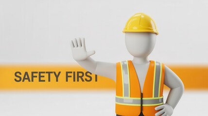 Animated safety worker emphasizing caution for operational excellence and compliance