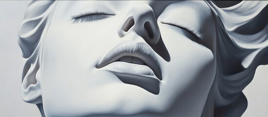 Monochromatic serene face illustration showcases tranquility and introspection