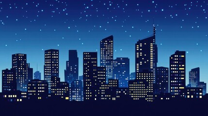 Naklejka premium Night city skyline