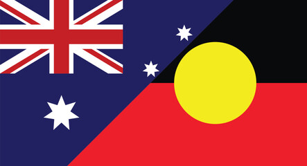 Australian Flag with Aboriginal Flag overlay, symbolizing reconciliation.