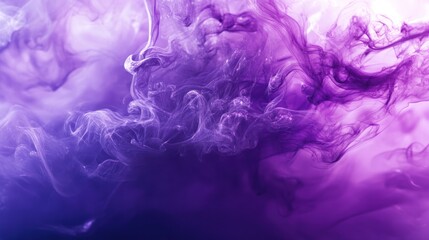 Abstract swirling purple and blue ink in water, creating ethereal smoky patterns and textures