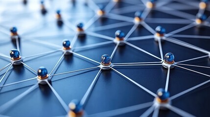 Interconnected network of blue spheres