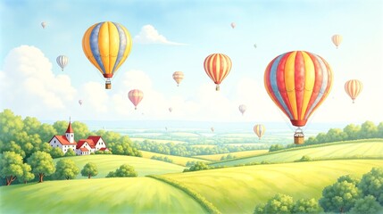 Obraz premium Tranquil Aloft: A Hot Air Balloon Journey