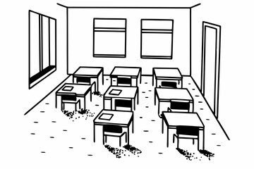 Abandoned empty school during the school summer holiday