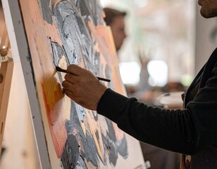 Someone paint on canvas