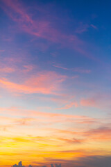 colorful clouds and sky,Dusk, Sunset Sky Clouds in the Evening with colorful Orange, Yellow, Pink and red sunlight and Dramatic storm clouds on Twilight sky, Landscape horizon