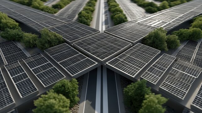 Birds-eye perspective of numerous solar p-3 - design abstract pattern