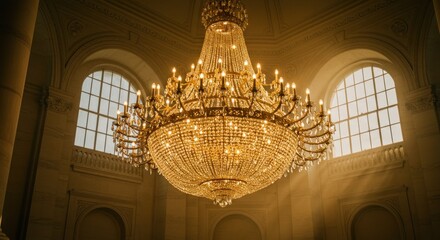 Ornate Chandelier in Grand Hallway, Photo