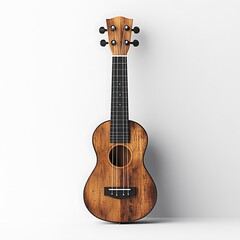 Obraz premium High Resolution Photo Of Wooden Ukulele On White Background Musical Instrument