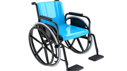 Fototapeta premium 3D Illustrated Isolated Blue Wheelchair, Transparent Background