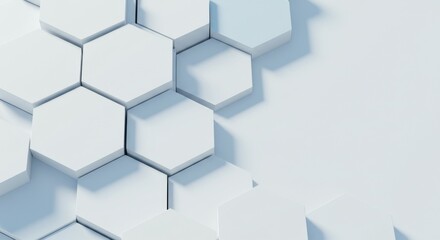 Abstract White Hexagon Pattern with Subtle Shadows