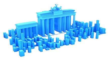 3D Illustration Brandenburg Gate Berlin Cityscape Blue Polygons