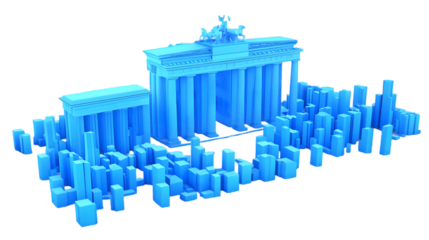 3D Illustration Brandenburg Gate Berlin Cityscape Blue Polygons