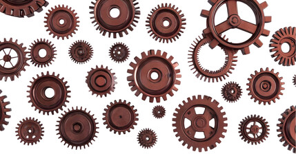 3D Illustration Brown Gears Isolated Background