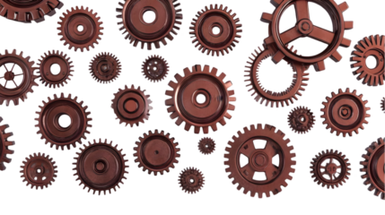 3D Illustration Brown Gears Isolated Background