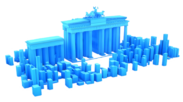 3D Illustration Brandenburg Gate Berlin Cityscape Blue Polygons
